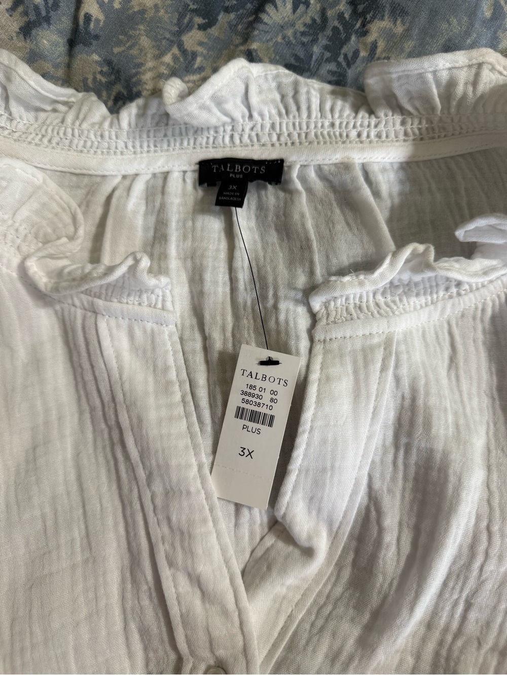 Talbots White Ruffle-Trim Button-Down Blouse - Picture 2 of 3
